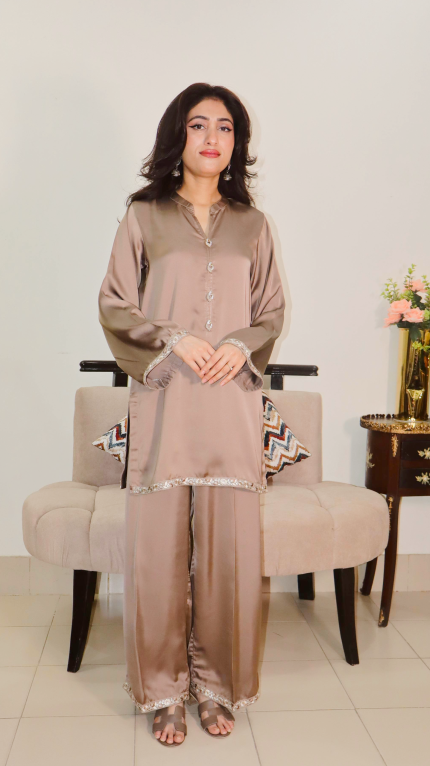 Warm Buttery Beige Color Co-ord Set